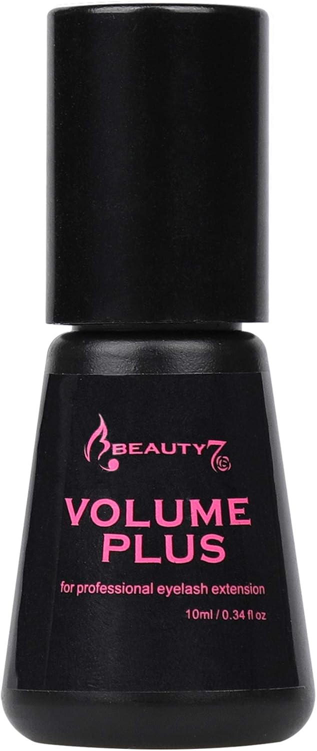 Beauty7 Volume Plus 0.1s Fast Drying Retention 8 WEEKS Eyelash Black Glue Eyelash Extension Glue Individual Lash Extensions Professionals Used Only (10ml)