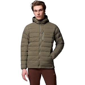 Columbia Drift Peak Stretch Down Hooded Jacket Stone Green L