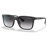 Armani Exchange A|X Mens AX4112SU Universal Fit Rectangular Sunglasses, Matte Black/Grey Gradient, 55 mm