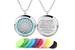 Aromatherapy Essential Oil Diffuser Necklace Stainless Steel lnspirational Locket Pendant(Flower)