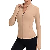 Rapbin Women's Full Zip Workout jackets Runing Slim Fit Athletic Tops With Thumb Holes
