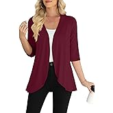 Yincro Women's Casual 3/4 Sleeve Cardigan Lightweight Soft Open Front Cardigans