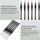 H&S Detail Paint Brushes Set 6pcs Fine Tip for Acrylic Watercolor Oil view 2