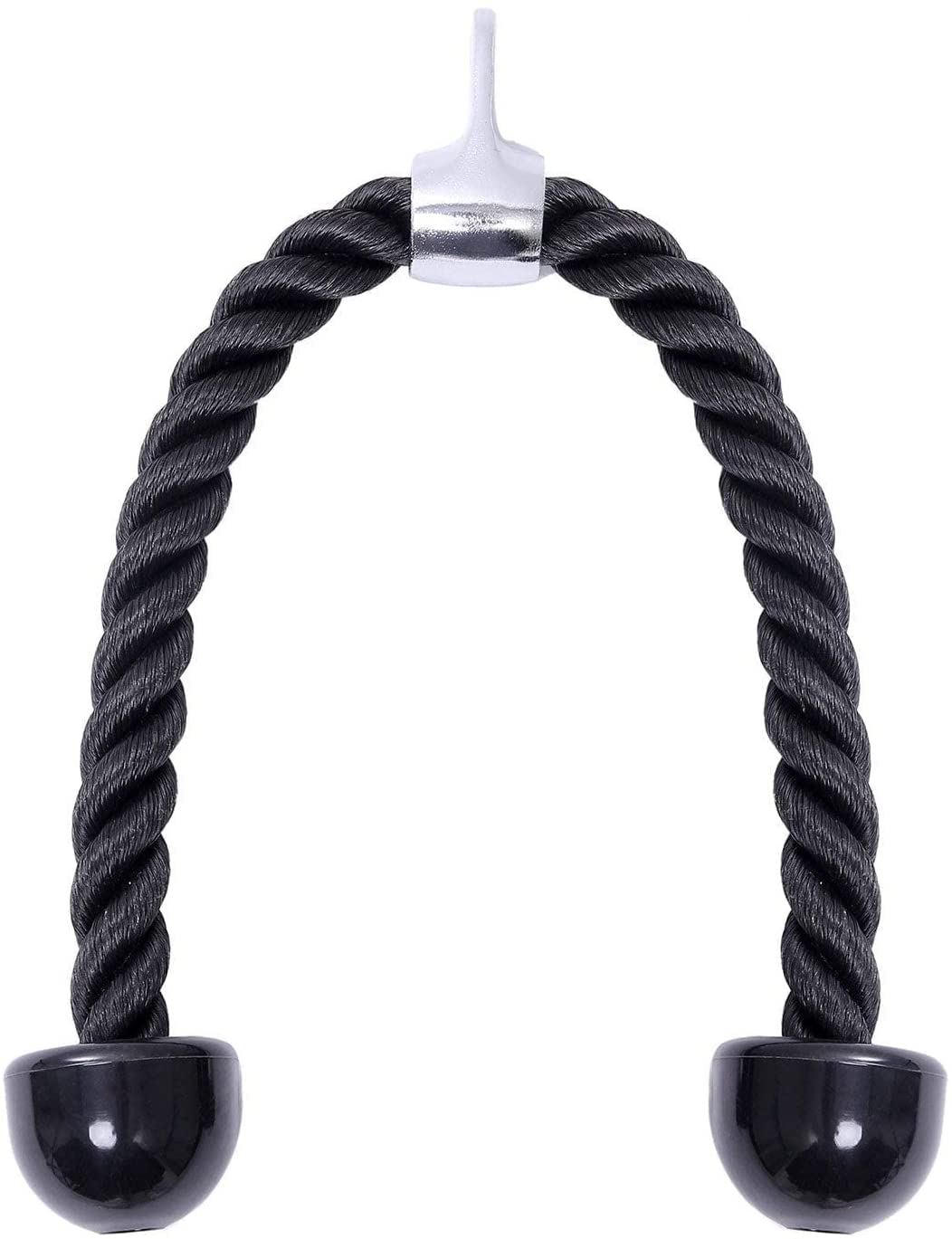 AOI Deluxe Gym Tricep Ropes 27-inch Rope Length Heavy Duty Polypropylene Braid Tricep Rope Pull Down Double Grip (Black)