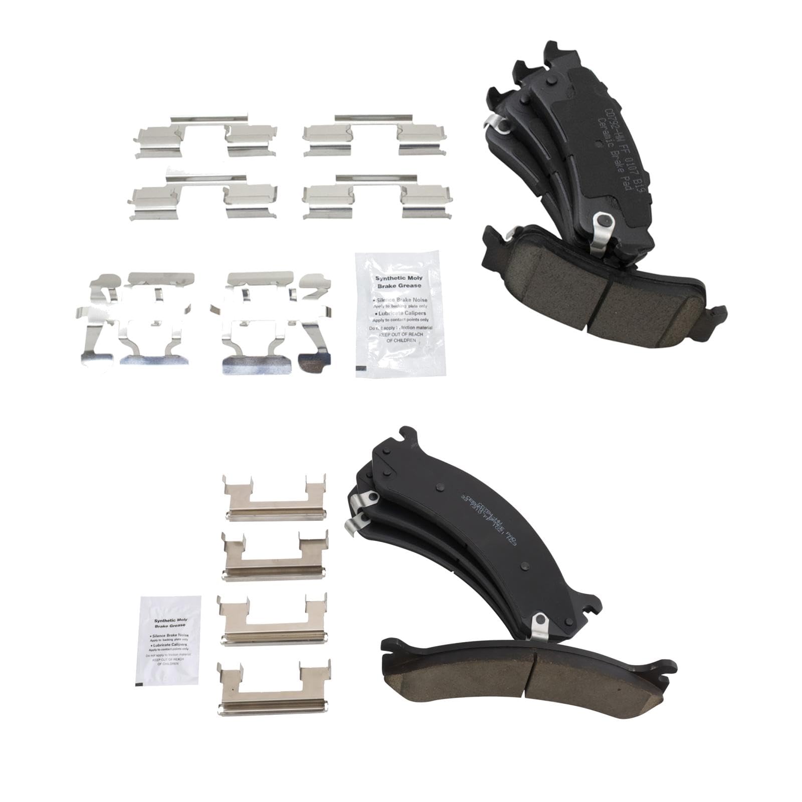 TRQ Front and Rear Brake Pad Set Ceramic Hardware Compatible with 2000-2005 Cadillac DeVille Image