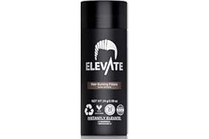 ELEVATE Hair Fibers to Instantly Thicken & Completely Conceal Thinning Balding Areas Loss in 30 Seconds for Men & Women (DARK BROWN) 28g Size - 100% Natural & Undetectable Keratin Fibers