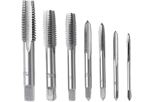 QISF 7Pcs Bearing Steel Metric Screw Thread Tap M3-M12 Plug Tap Set(Wrench is not include)