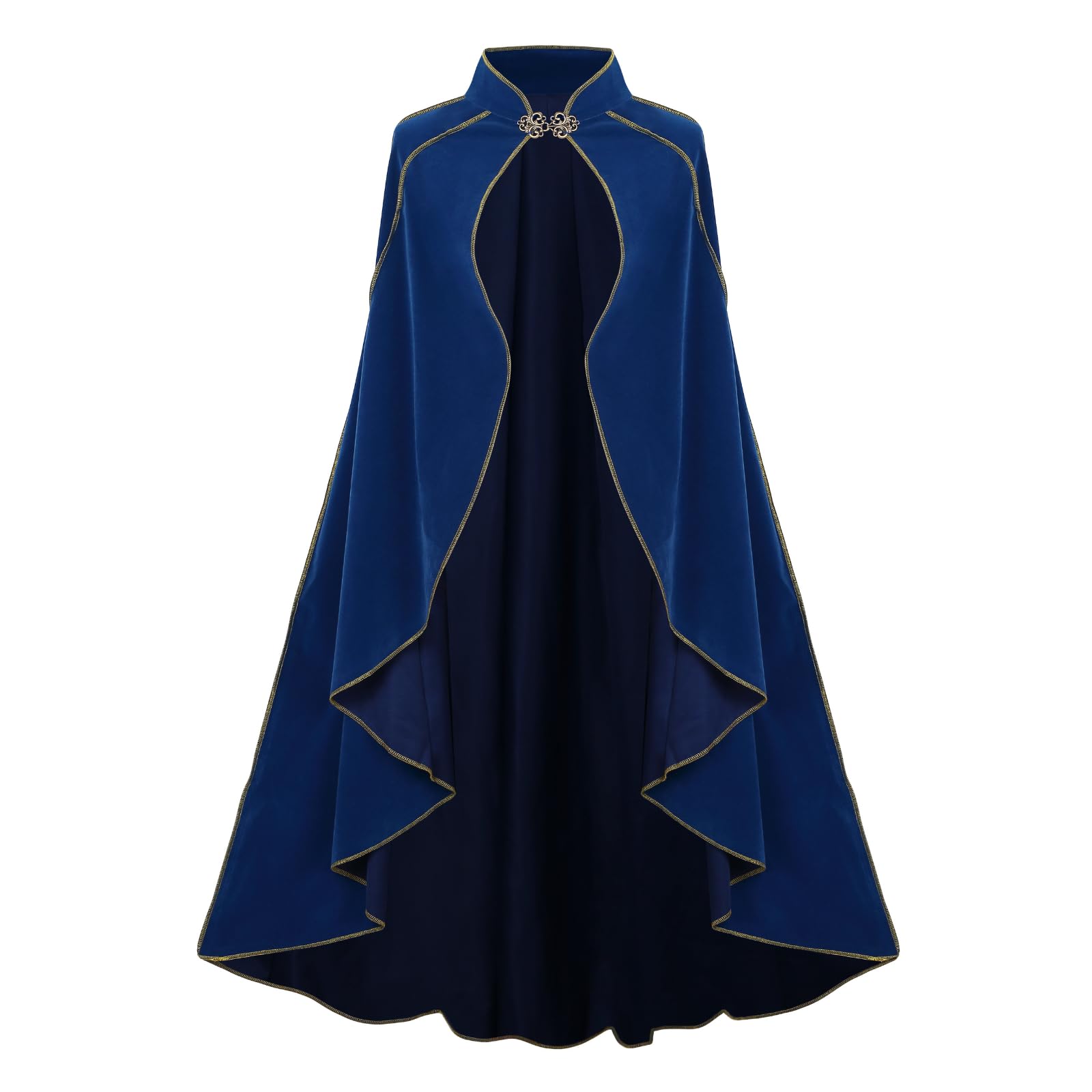 maxToonrain Medieval Costume Women Short,Women's Green Cape Velvet Renaissance Hooded Cloaks Halloween World Book Day Costumes Fancy Dress for Womens(Blue,110 CM)