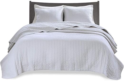 Amazon Com Madison Park Keaton Full Queen Size Set White 3 Piece