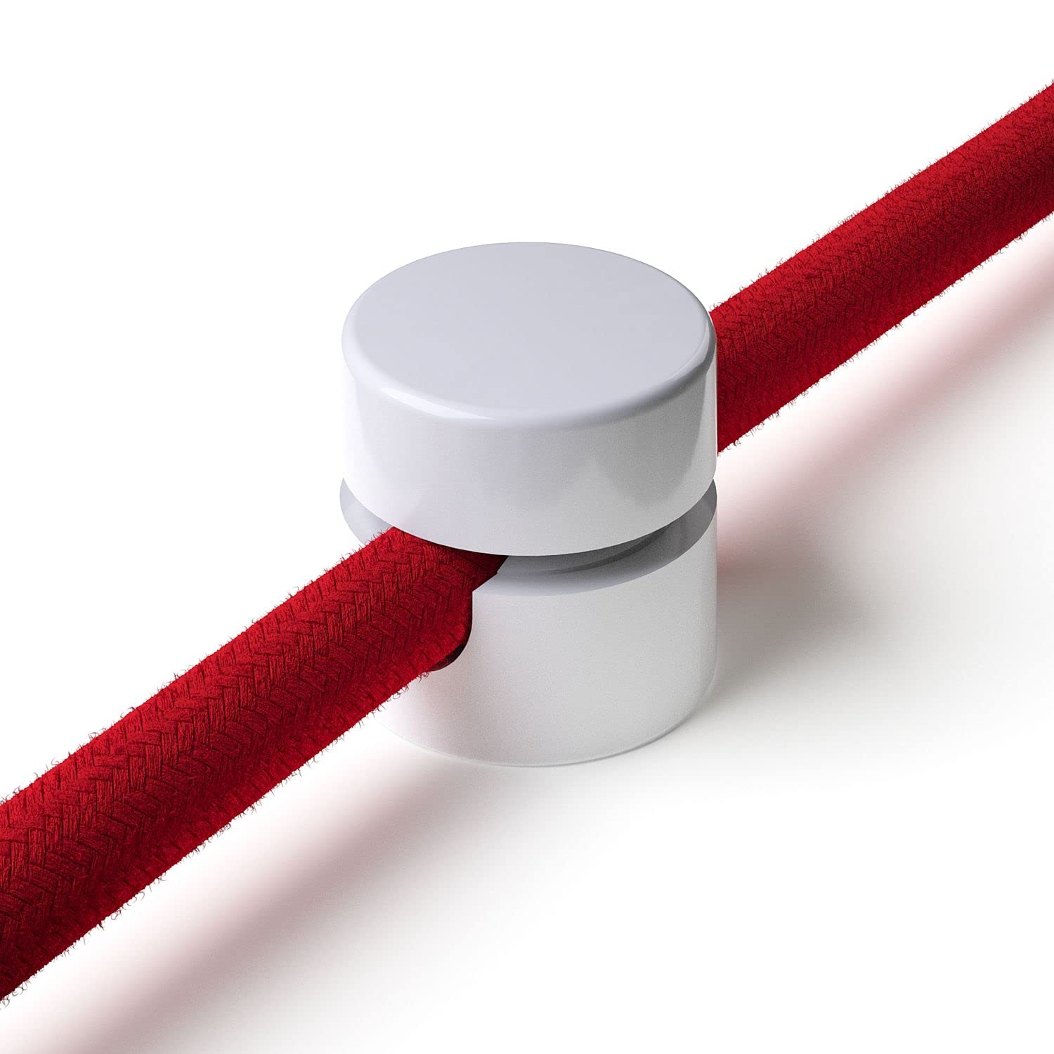 3X Stück - Zweiteilige Affenschaukel für Textilkabel, Aufputz-Kabelhalter für Lampe, Weiß