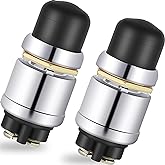 TOODOO 2 Pieces Push Button Starter Switch 12v 24v Waterproof, Black | Momentary for Car Boat Truck Marine Lawn Mower, Engine Ignition Start Button, Waterproof Cap with LED Ring, Easy Install