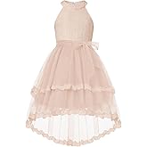 GRACE KARIN Flower Girl Dress Kids Wedding Guest Birthday Party Formal Lace Tulle Princess High Low Dresses 5-10Y