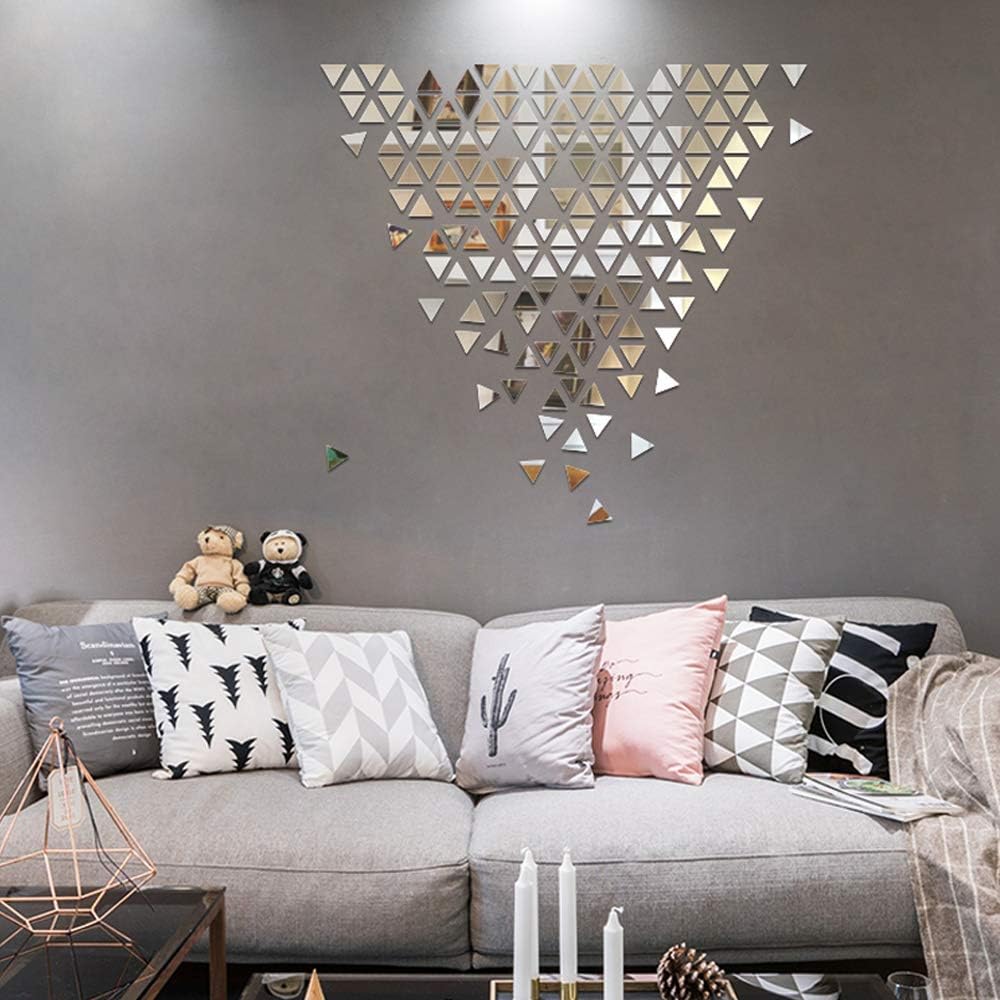 ATFUNSHOP Home Decal Mirror Wall Sticker Little Triangle 200 pcs Acrylic Self Adhesive Multicolor Choice