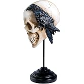 Pacific Giftware Nevermore Skull Masque with Raven, Resin, Hand Painted, Gothic Decorative Sculpture, Tabletop