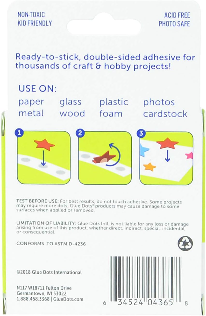 Glue Dots Craft Dots Adhesive, 1/2 Inch, Clear, Roll of 200