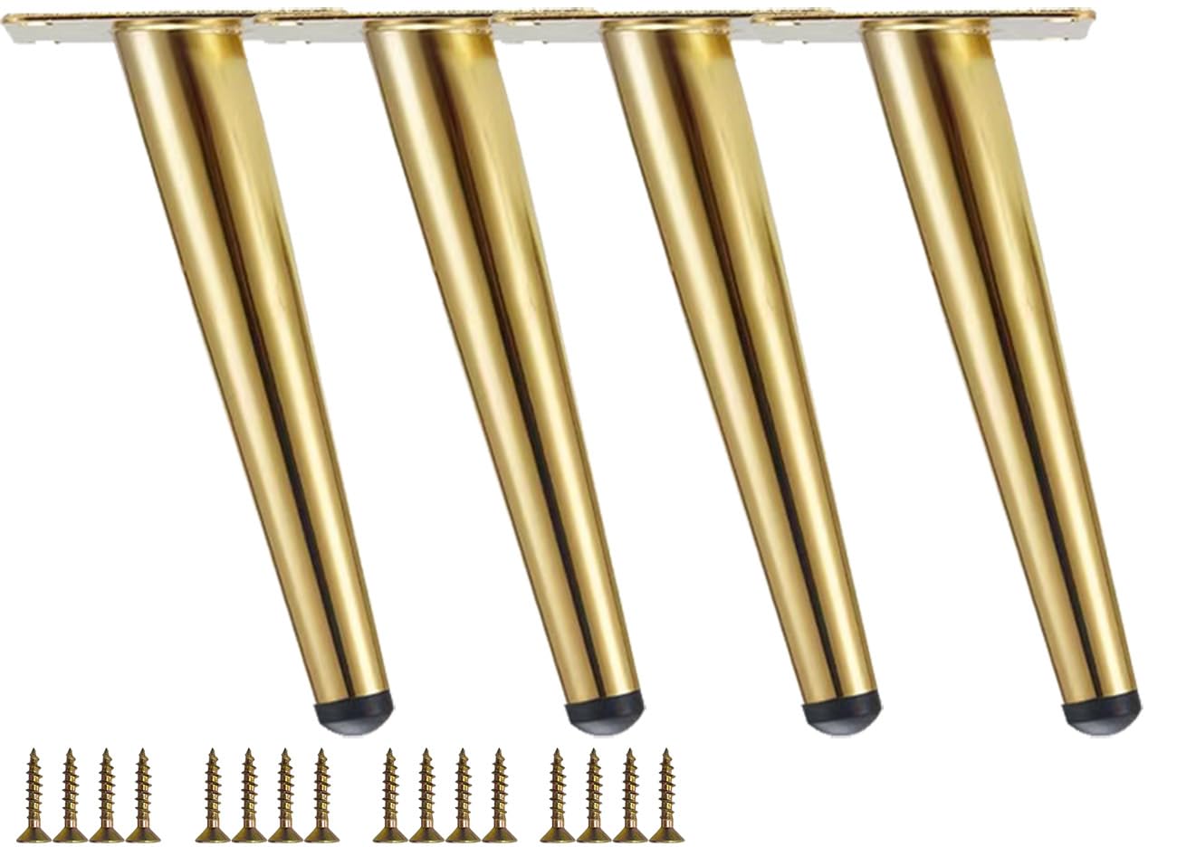 TempFoo Metal Furniture Legs 8 Inch, Gold Oblique Conical Matte Furniture Feet for Sofa Cabinet Coffee Table Chair Desk Cupboard Couch Bed Home DIY Projects Modern Minimalist Decor Style