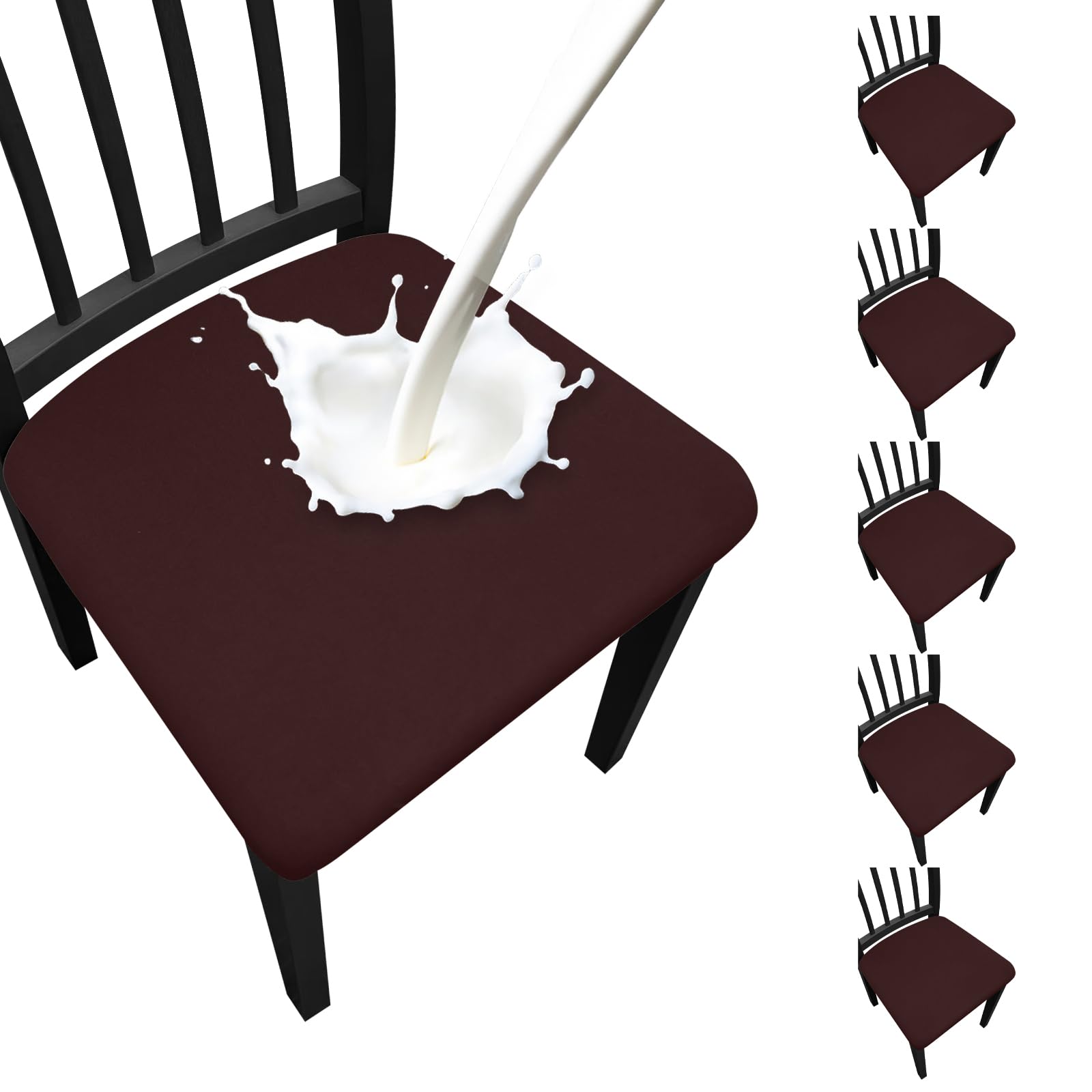 Photo 1 of Fafua Waterproof Dining Chair Seat Covers Set of 6, Stretch Removable Dining Room Seat Covers for Dining Chairs, Kitchen, Hotel, Party