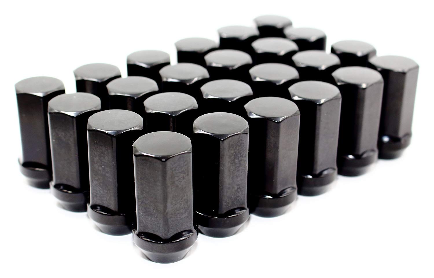 Photo 1 of Set of 24 Veritek 14x1.5mm 1.8 Inch 45mm Overall Length 7/8 22mm Hex Black Duplex Acorn Lug Nuts for Cadillac Chevy Chevrolet Ford GMC Nissan RAM Toyota Aftermarket Custom SUV Truck Wheels