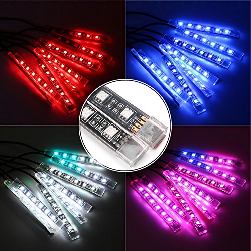 LIYUDL 8Pcs 12V 5050 SMD motorcycle strip lights Multi-Color Wireless Remote Control Motorcycle Atmosphere Lamp RGB Flexible Strips Ground Effect Light for Motorcycle - Thumbnail 3