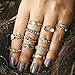 Setita 11 Pieces Turkish Retro Elephant Moon Rose Carving Joint Knuckle Nail Midi Ring Set Boho Ring Set (Ancient Silver)