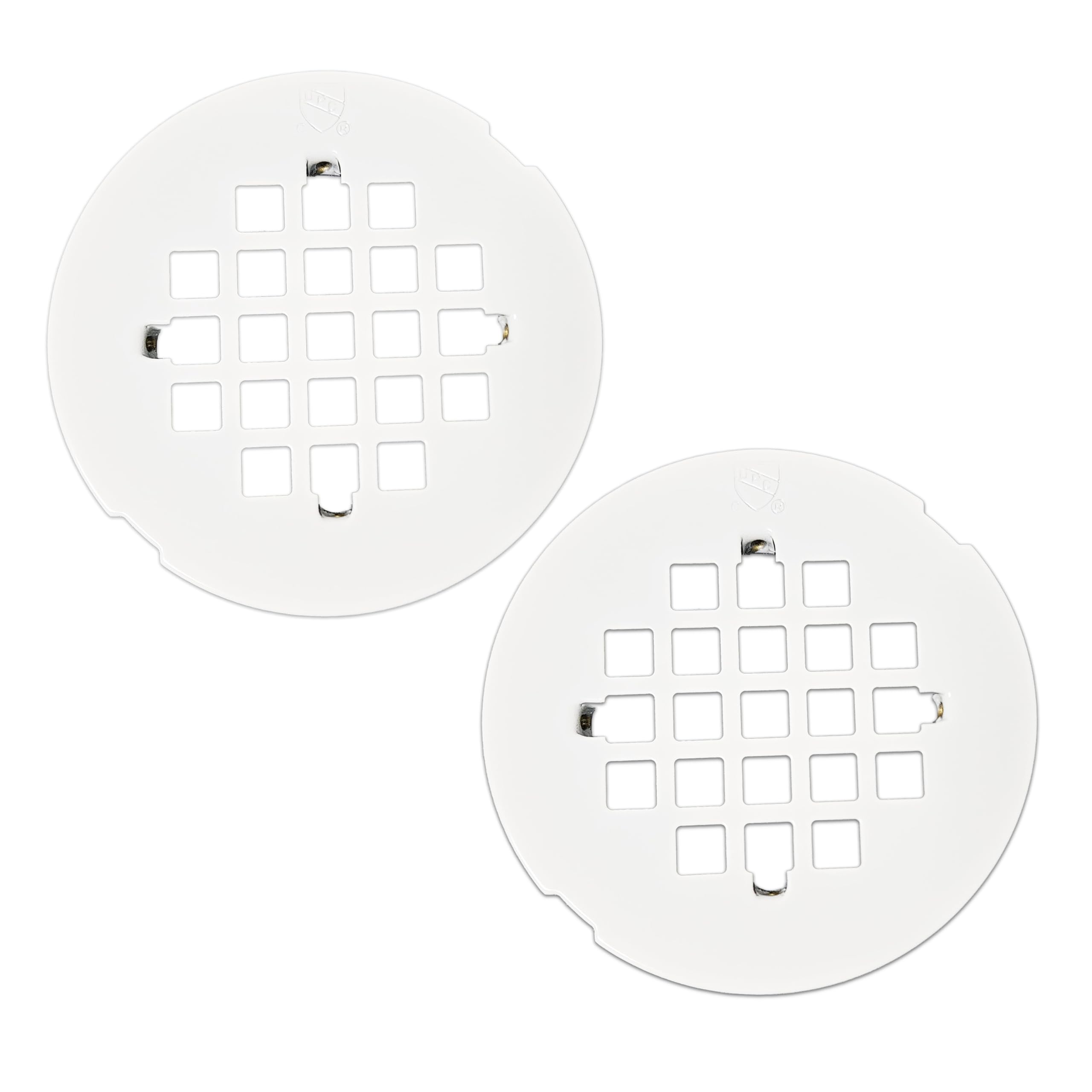 Westbrass D319-2-50 4-1/4" OD Casper Style Brass Snap-in Shower Strainer Grid Drain Cover, Powder Coat White (2-Pack) Image