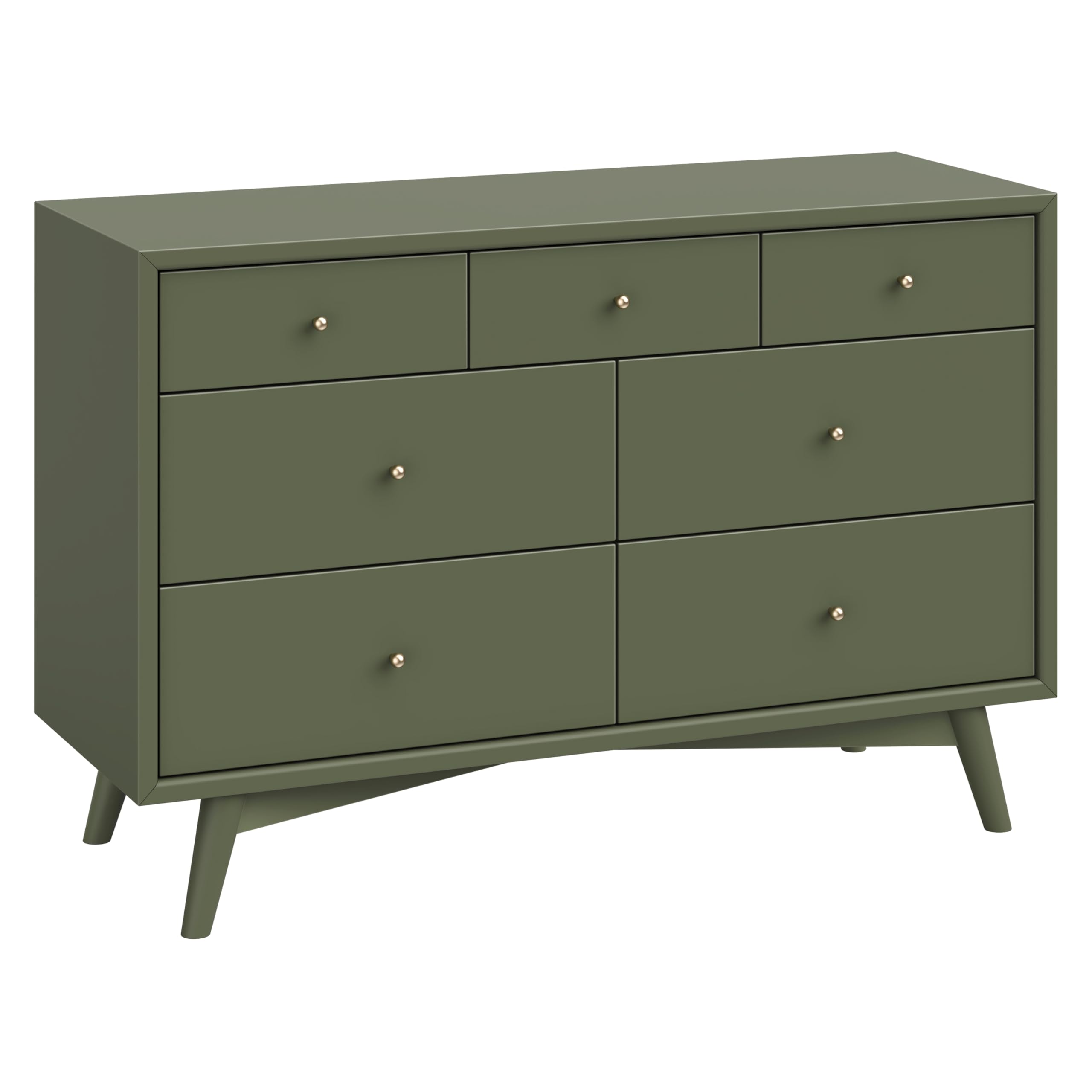 Photo 1 of Babyletto Palma 7-Drawer Baby Dresser for Nursery - GREENGUARD Gold Certified - Assembled Chest of Drawers for Kids, Boys & Girls - Multi-Purpose Storage Dresser for Bedroom, Living Room, Olive Green