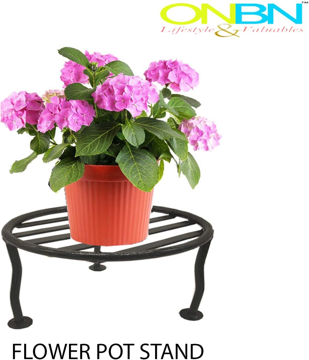 ONBN Stainless Steel Flower Pot Stand (Black and White)