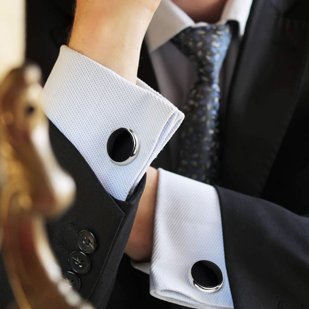 Rovtop Best Gift for Men Rovtop Mens Cufflinks and Studs, Tuxedo Shirt Cufflinks and Studs Set for Men, Brass Cuff Links and Shirt Studs for Wedding/Banquet/Ceremony/Business