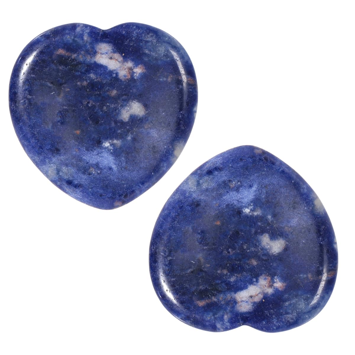 mookaitedecor Pack of 2 Heart Shaped Sodalite Crystal Thumb Worry Stones for Anxiety Stress Relief, Natural Blue Healing Crystal Love Heart Good Luck Pocket Stone Gifts for Friends