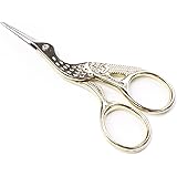 BIHRTC 3.6" Gold Stainless Steel Sharp Tip Classic Stork Scissors Crane Design Sewing Scissors DIY Tools Small Shear for Craf