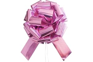 HQJAXJ 1 pcs Large Pull Bows,16inch Bows for Gift Wrapping,Basket Gift Pull Bows Gift Knot Ribbon Present Wrapping Décor Bows for Birthday Wedding Christmas New Year Party Ornament (Pink)