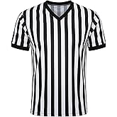 WILLBEFIT Men's Referee Shirt Women Official Football Basketball V-Neck Ref Jersey for Halloween Costume Umpire Waitress Uniform