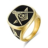 YLWJSP Freemason Gifts Masonic Biker Rings Masonic Master Mason Ring Freemason Signet Style Jewelry Mason Signet Band Jewelry