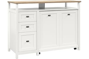 Sauder Cottage Road Credenza Desk, White Finish