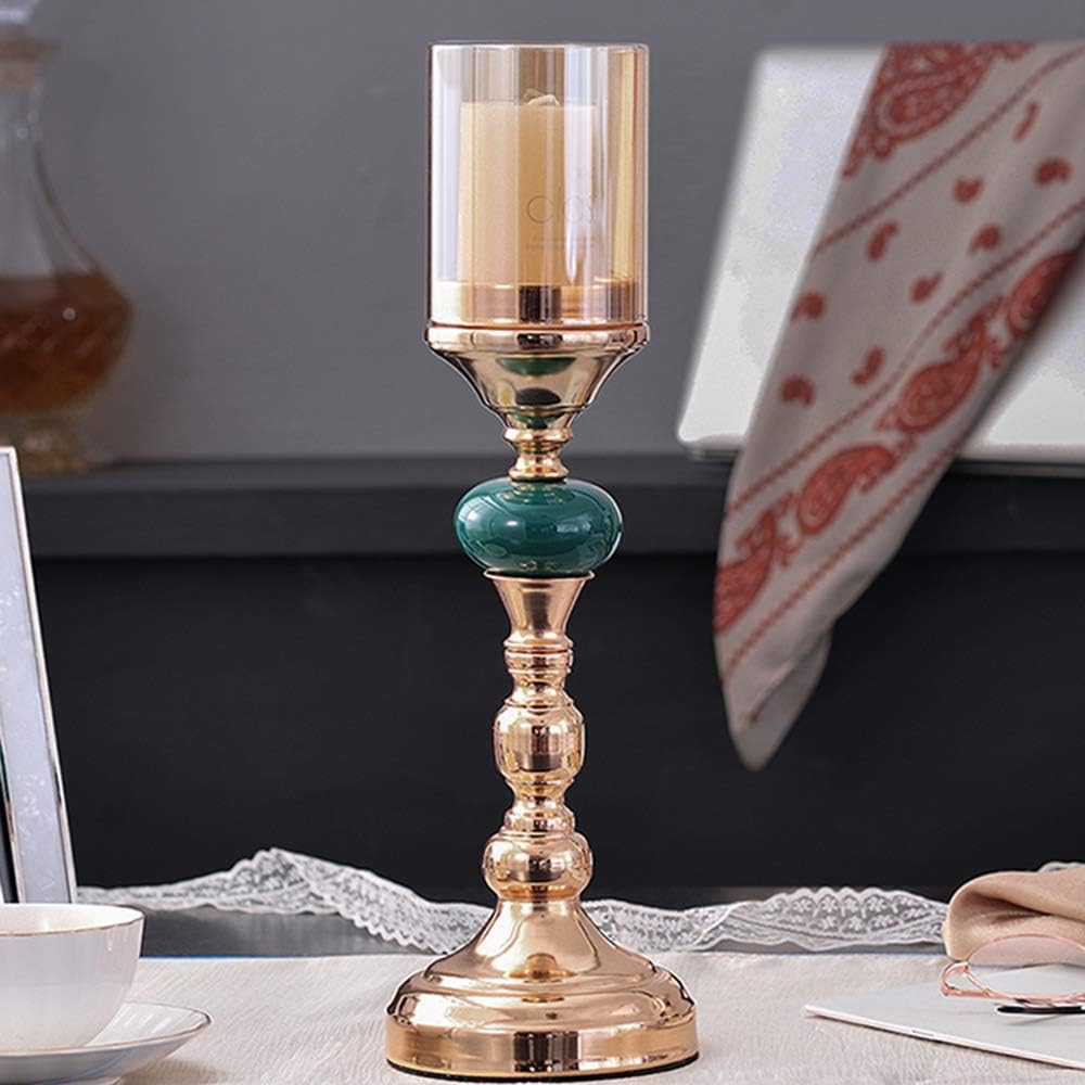 Vintage Pillar Candelabras with Iron Base Glass Candelabras Candle