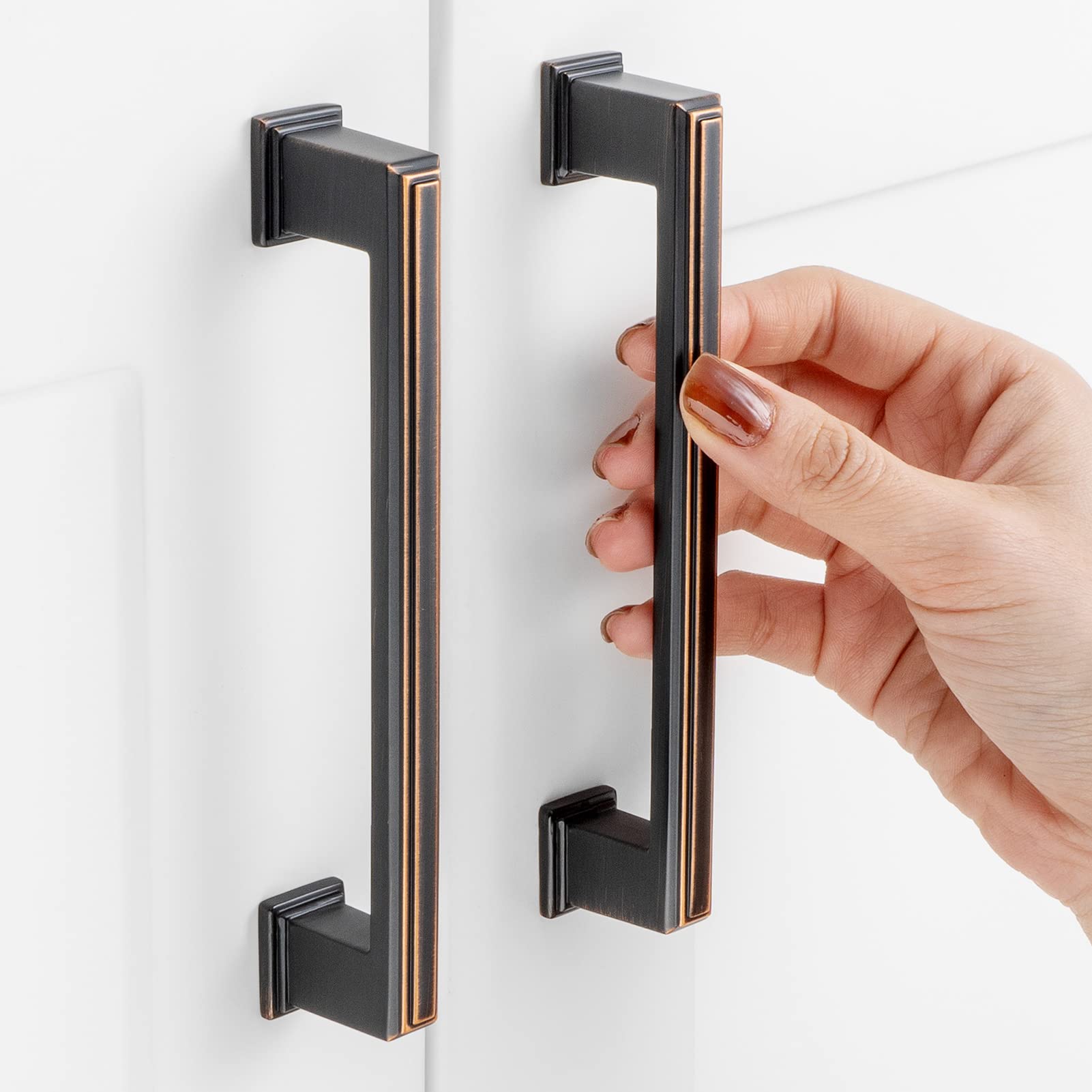 Photo 1 of ASKANO 10 Pack 5 Inch Hole Centers, Oil Rubbed Bronze Cabinet Pulls Brushed Bronze Cabinet Handles Bronze Kitchen Hardware for Cabinets ZP2206 Drawer Bedroom Dresser Bathroom Vanity Cupboard Closet