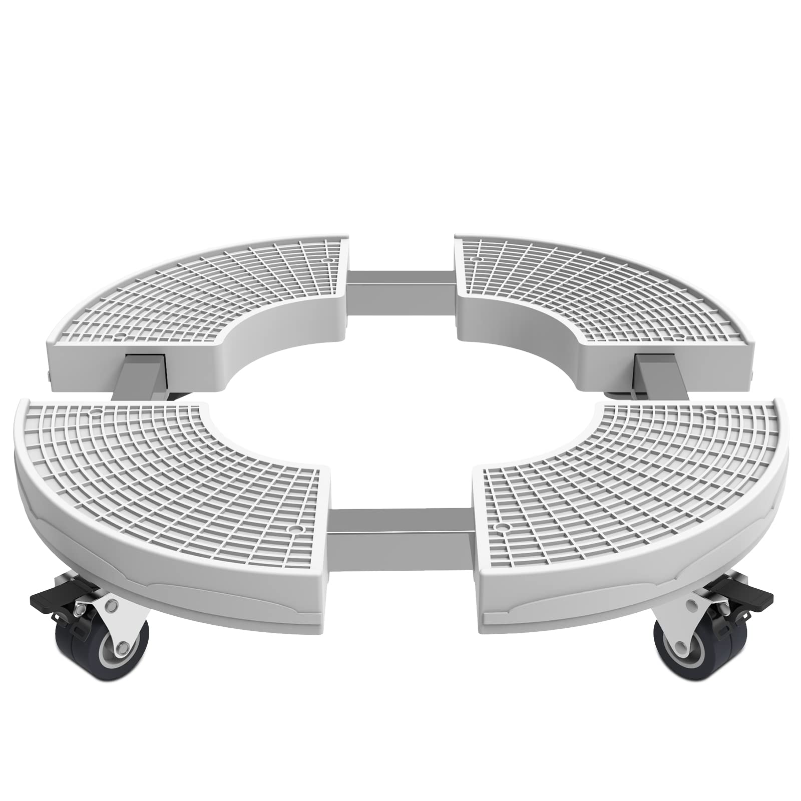 KELIXU Plant Caddy with Wheels Adjustable 38-50CM, Heavy Duty Rolling Plant Stand 190 KG Load-bearing Capacity, Indoor Outdoor Large Plant Cart Dolly with Casters Plant Roller Tray, White