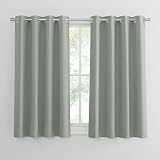 PONY DANCE Sage Green 2 Pieces Thermal Blackout Curtains 52x54 In