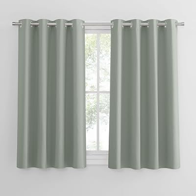 PONY DANCE Sage Green 2 Pieces Thermal Blackout Curtains 52x54 In
