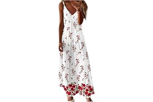 Ceboyel Women Floral Spaghetti Strap Sundress Casual Summer Long Maxi Dress Vneck Sexy Boho Dresses Trendy Beach Clothes 2024