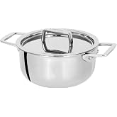 Cristel Castel'Pro Mini Stainless Steel Stewpan with Stainless Steel Lid, 3-Ply Construction, Safe for All Hobs + Induction (.7 Qt. Capacity)