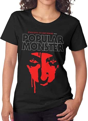 Amazon.com: Houhui Falling in Reverse Popular Monster Women Casual Short Sleeves Shirts Black 