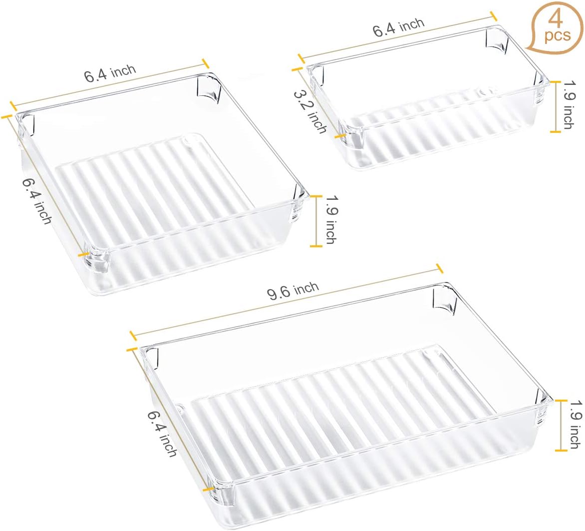 Kootek Desk Drawer Organizer Trays with 3-Size Drawer Dividers 6 Organizers Bins Customize Layout Storage Box for Bedroom Dresser Bathroom Kitchen Office: Home & Kitchen