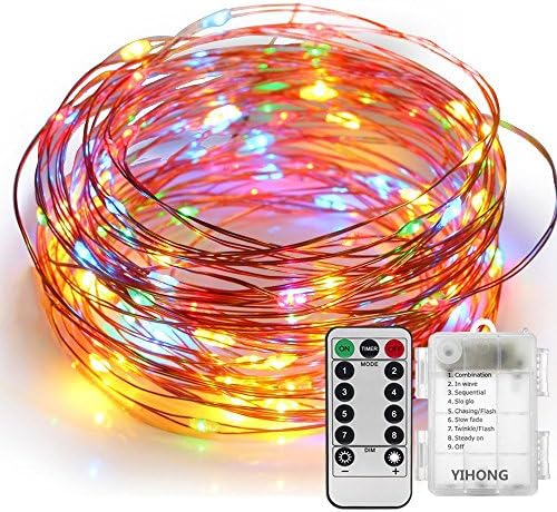 YIHONG Fairy Lights 8 Modes String Lights Battery Operated 39FT 120 LED Fairy String Lights Remote Control Firefly Lights for Wedding Halloween Thanksgiving Christmas Party Decor (Multicolor)
