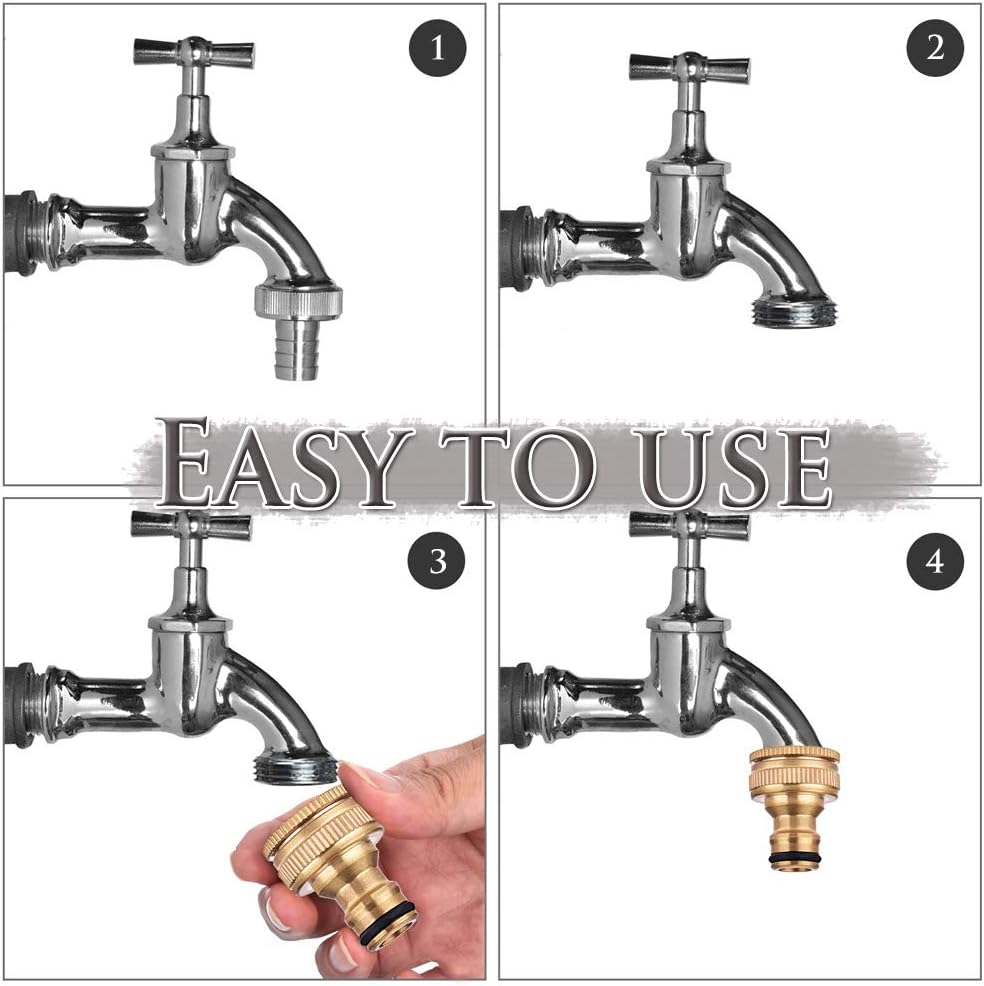 Betoy Brass Hose Fitting 4 Pcs 1/2'' & 3/4'' External Thread, Yellow, Piccolo - Image 4