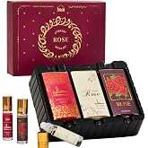 Dukhni Rose Attar Oil Set 3 x 6ml Roll on Perfume Oils | Islamic Gifts | Rose, White Rose, Sandalia Rose Perfume Oil Blends | Perfume Roll on for Women &amp; Men Travel Size Long lasting Ittar Gifts Set