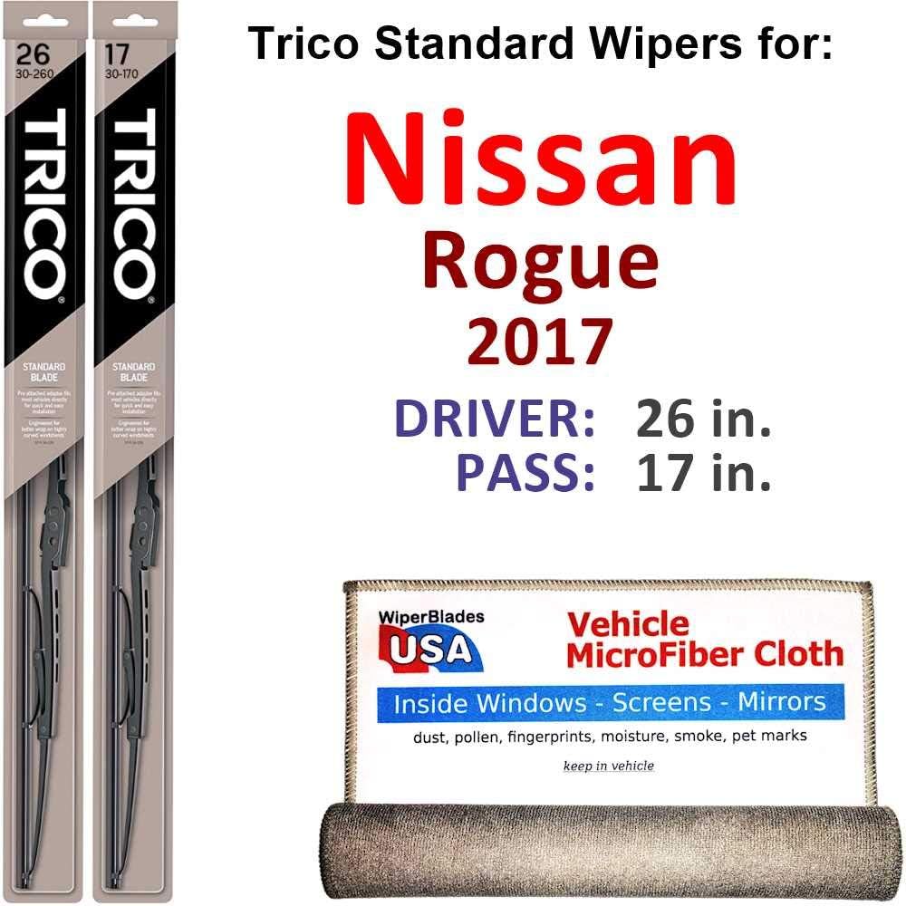 Wiper Blades for 2017 Nissan Rogue Driver & Passenger Trico
