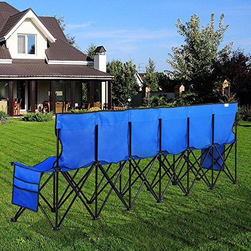 Yaheetech Portable Folding bleacher Bench Folding Camping Chair Outdoor Team Sport Bench 6