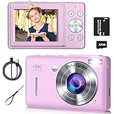 Digital Camera, 44MP Compact Camera, FHD 1080P Point and Shoot Digital Cameras with 16X Zoom, Face Detect, Smile Capture, Anti Shake, for Boys Girls Teens Gifts (Purple)