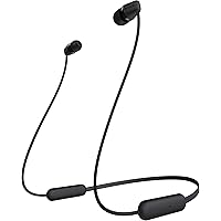 Sony WI-C200 Wireless Bluetooth in-Ear Headphones with Mic, 15 Hours Battery Life, Quick Charge, Magnetic Earbuds, Tangle Free Cord and with 1 Year Warranty – Black